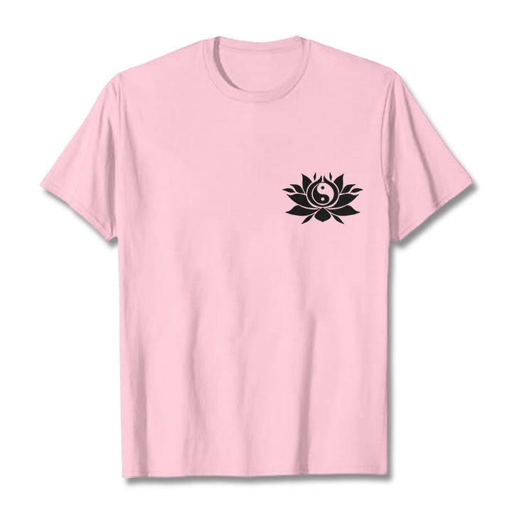 Buddha Stones ​​Yin Yang Lotus Blume Design T T-shirt - Hellrosa - 2XL - image 17