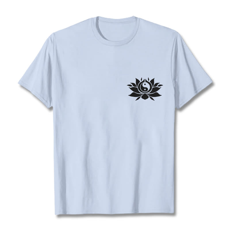 Buddha Stones ​​Yin Yang Lotus Blume Design T T-shirt - Hellcyan - 2XL - image 11