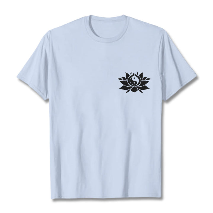 Buddha Stones ​​Yin Yang Lotus Blume Design T T-shirt - Hellcyan - 2XL - image 11