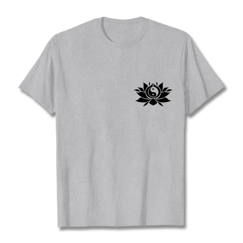 Buddha Stones ​​Yin Yang Lotus Blume Design T T-shirt - Hellgrau - 2XL - image 10
