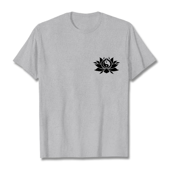 Buddha Stones ​​Yin Yang Lotus Blume Design T T-shirt - Hellgrau - 2XL - image 10
