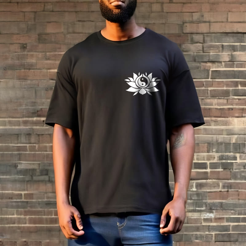 Buddha Stones ​​Yin Yang Lotus Blume Design T T-shirt - image 3