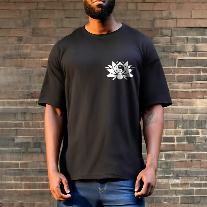 Buddha Stones ​​Yin Yang Lotus Blume Design T T-shirt - image 3