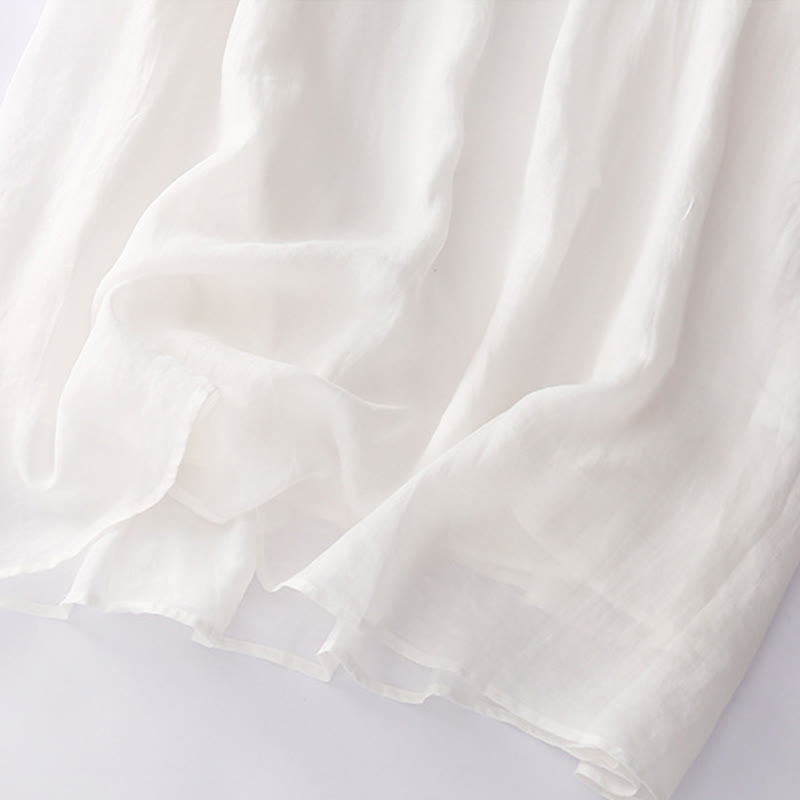 Langärmliges Midikleid aus Baumwolle und Leinen mit Buddha Stones -Stickerei und Knöpfen und Taschen - image 22