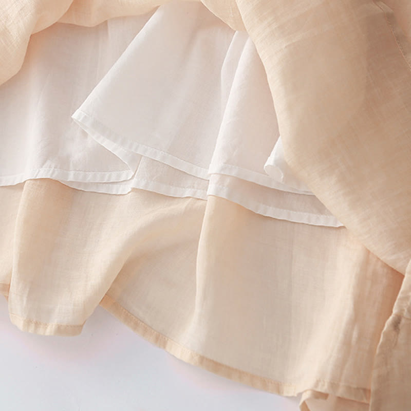 Langärmliges Midikleid aus Baumwolle und Leinen mit Buddha Stones -Stickerei und Knöpfen und Taschen - image 11