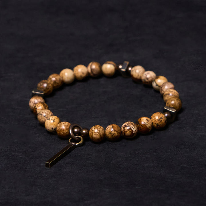 Buddha Stones Distressed Design Kupfer Glücksarmband
