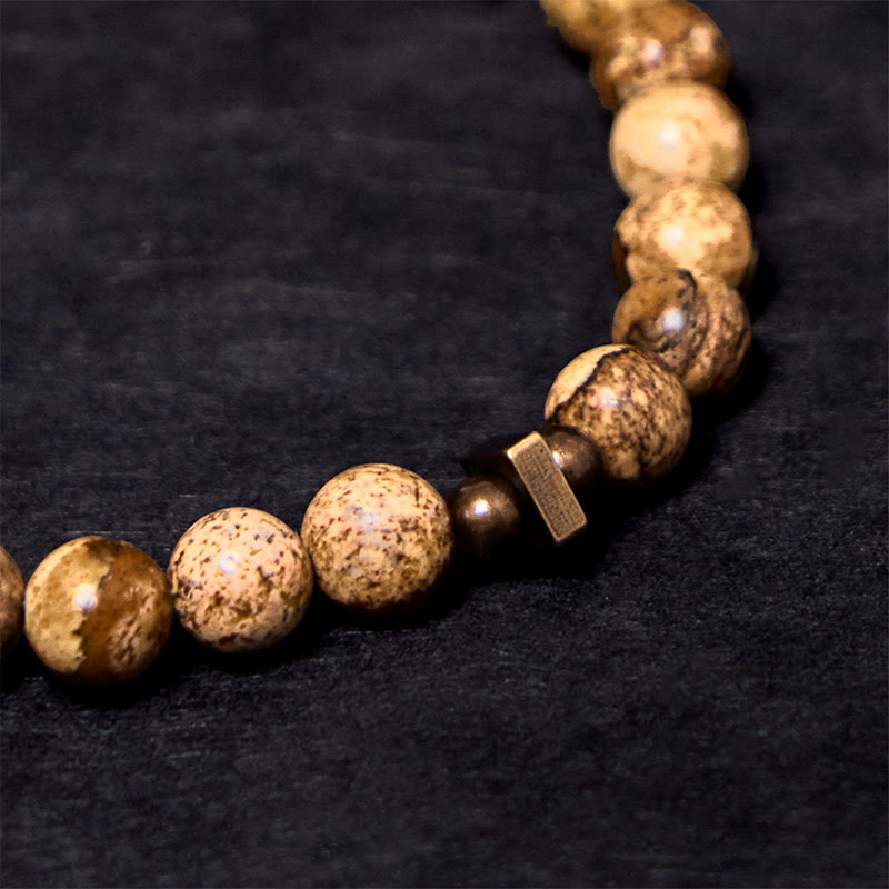 Buddha Stones Distressed Design Kupfer Glücksarmband