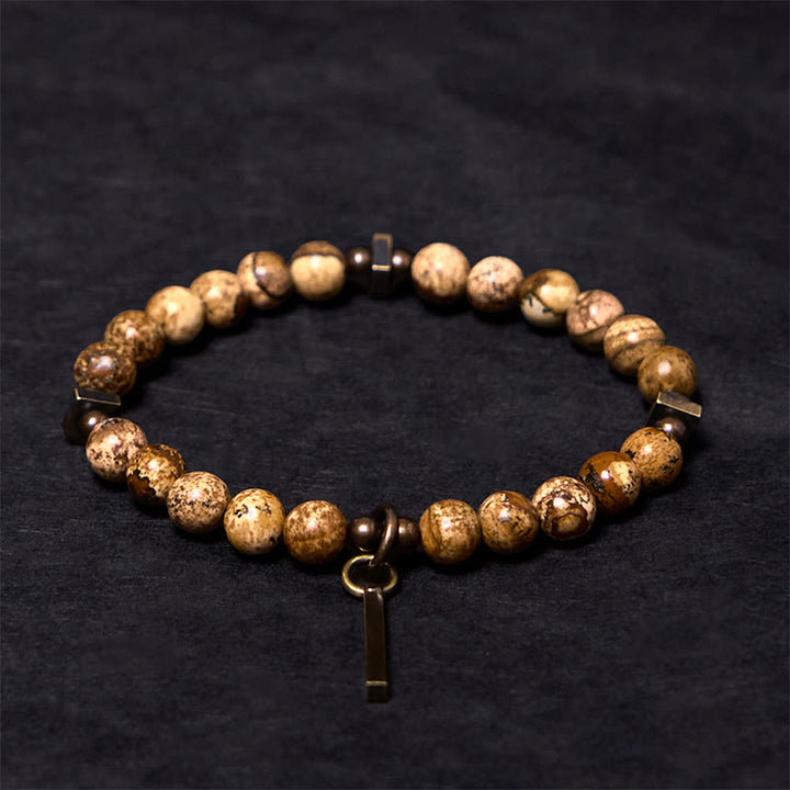 Buddha Stones Distressed Design Kupfer Glücksarmband