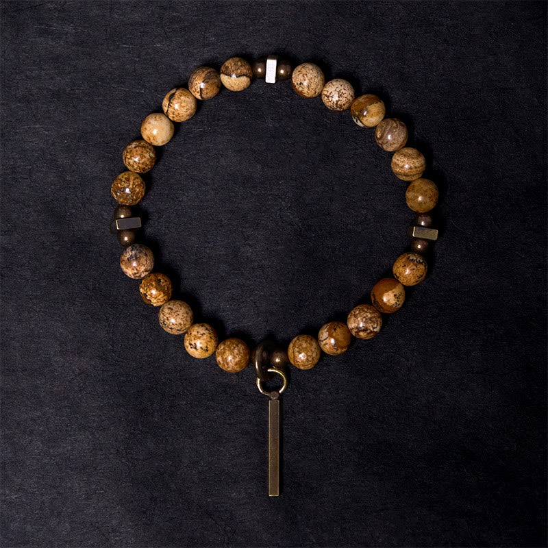 Buddha Stones Distressed Design Kupfer Glücksarmband