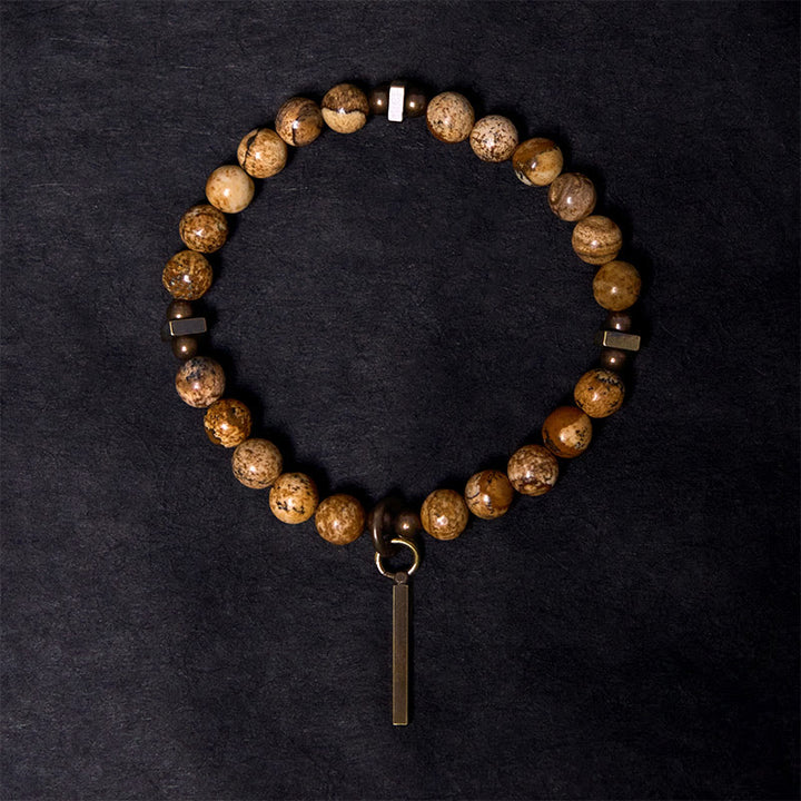 Buddha Stones Distressed Design Kupfer Glücksarmband