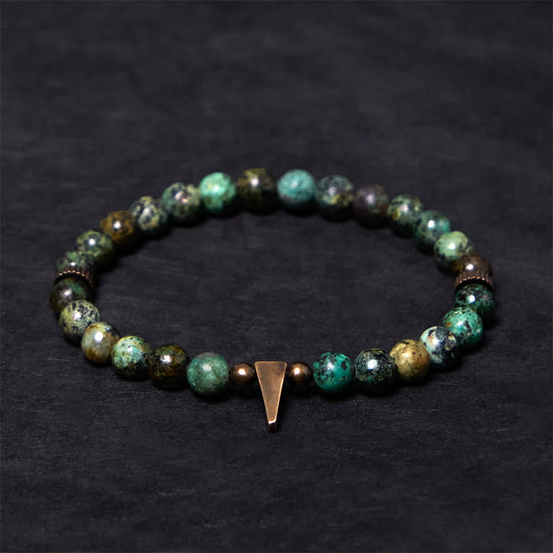 Buddha Stones Vintage Distressed Design Türkis Kupfer Balance Armband