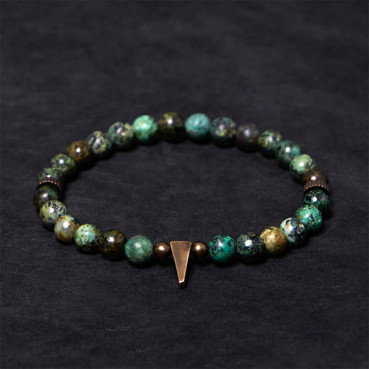Buddha Stones Vintage Distressed Design Türkis Kupfer Balance Armband