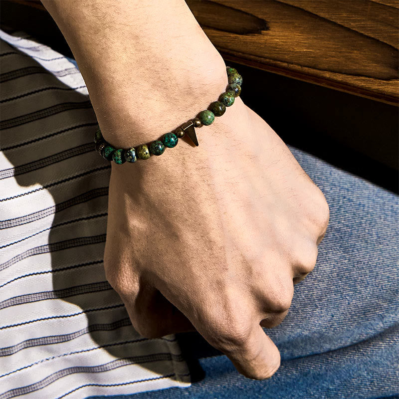 Buddha Stones Vintage Distressed Design Türkis Kupfer Balance Armband