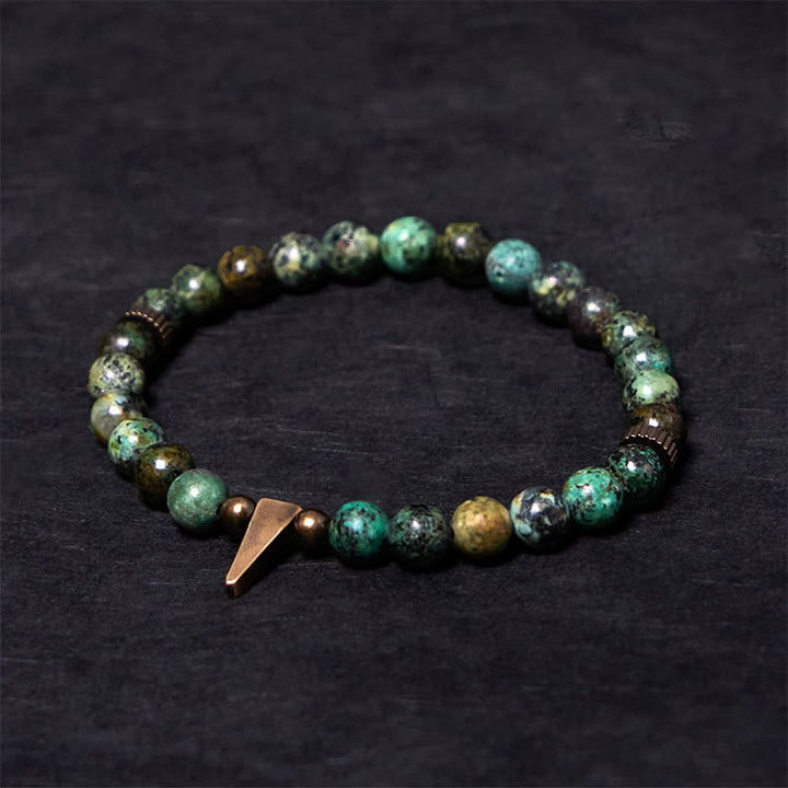 Buddha Stones Vintage Distressed Design Türkis Kupfer Balance Armband