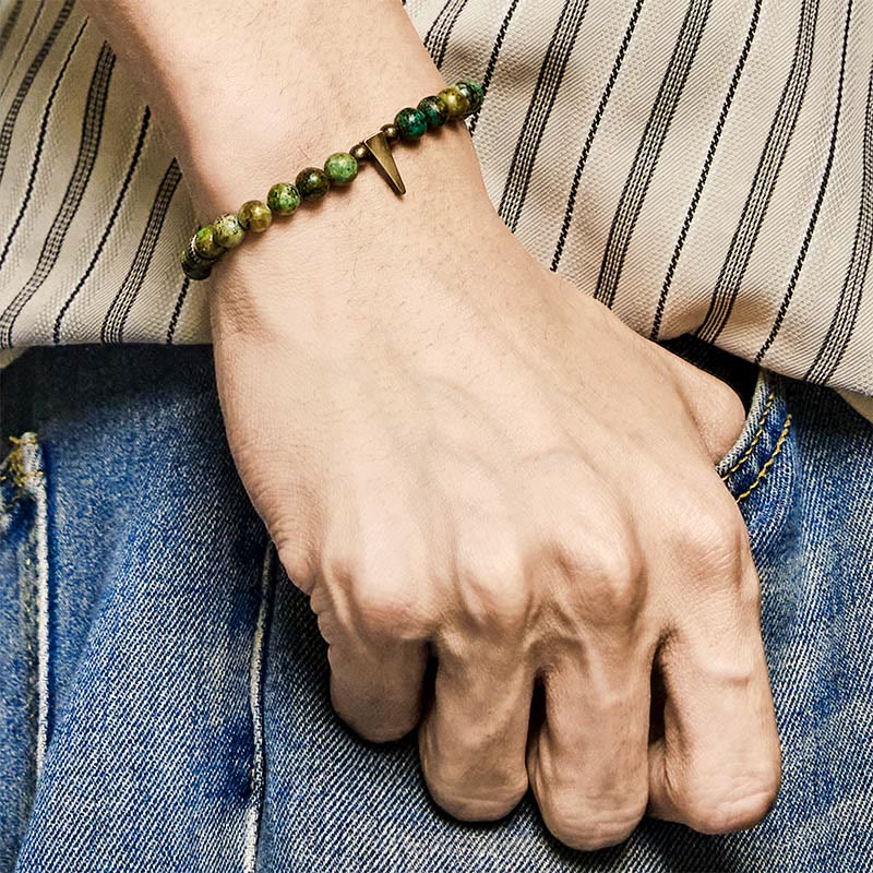 Buddha Stones Vintage Distressed Design Türkis Kupfer Balance Armband