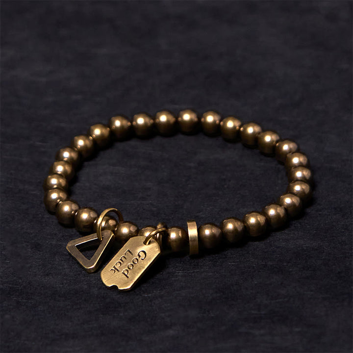 Buddha Stones Retro-Glücksarmband aus reinem Kupfer und Messing