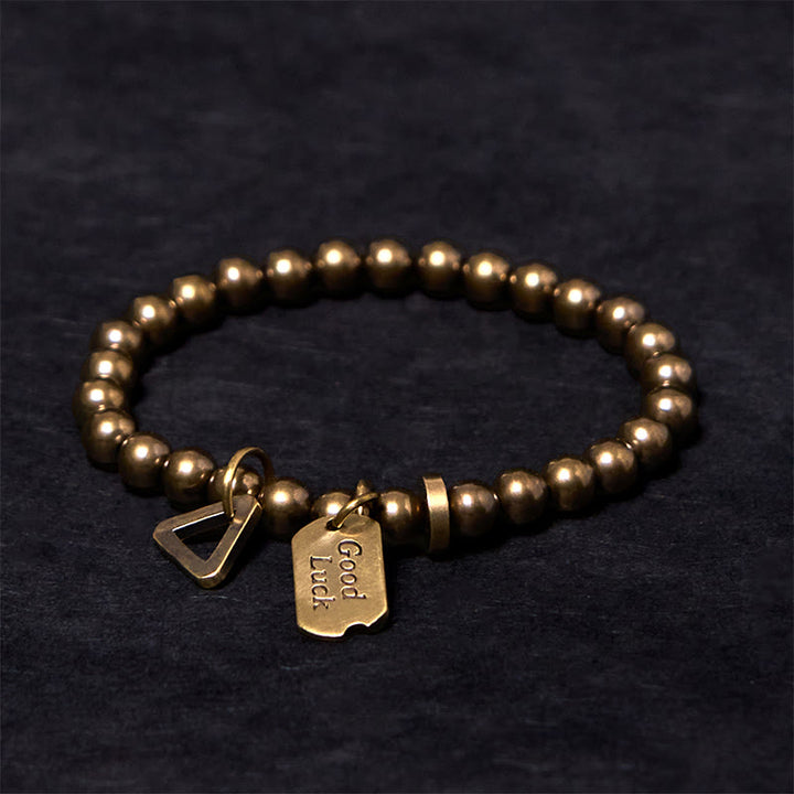 Buddha Stones Retro-Glücksarmband aus reinem Kupfer und Messing