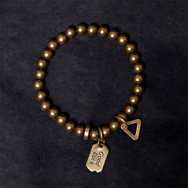 Buddha Stones Retro-Glücksarmband aus reinem Kupfer und Messing