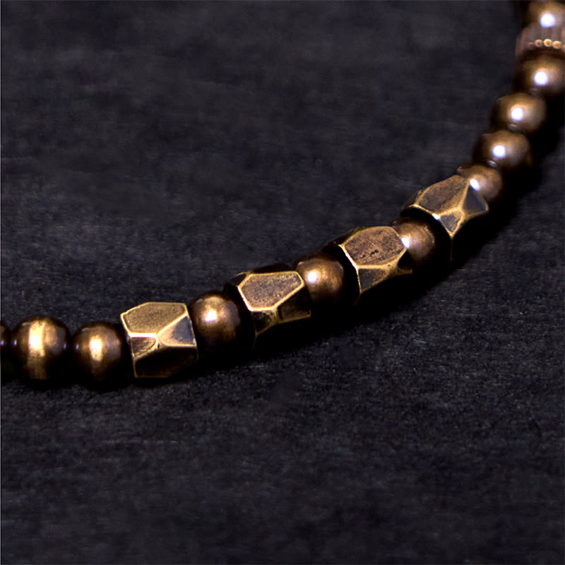 Buddha Stones Vintage Distressed Schlichtes Design Kupfer Messing Perlen Reichtum Armband
