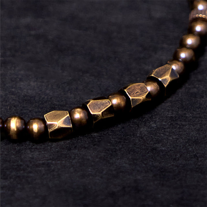 Buddha Stones Vintage Distressed Schlichtes Design Kupfer Messing Perlen Reichtum Armband