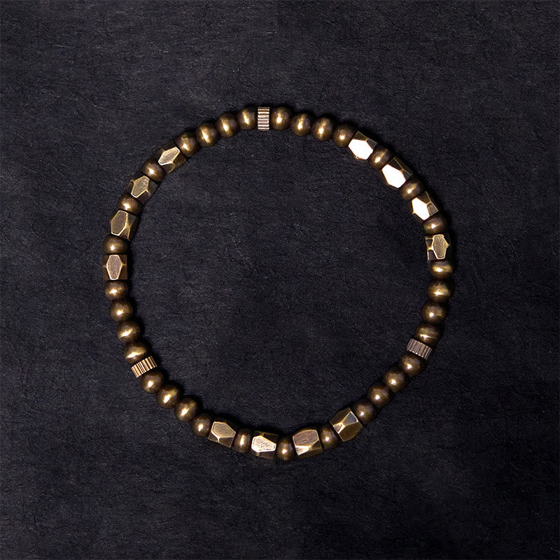 Buddha Stones Vintage Distressed Schlichtes Design Kupfer Messing Perlen Reichtum Armband
