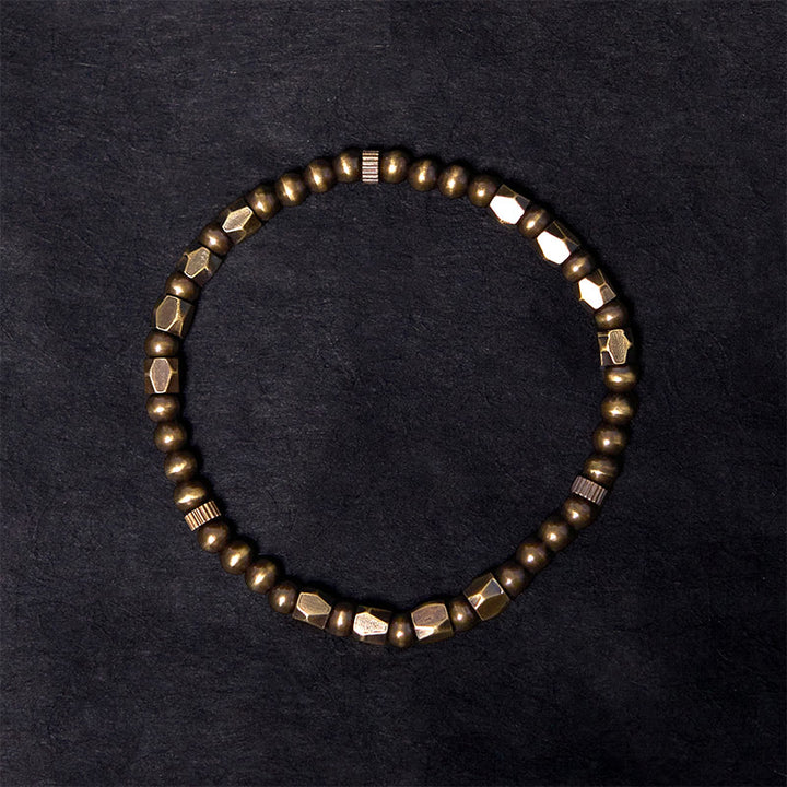 Buddha Stones Vintage Distressed Schlichtes Design Kupfer Messing Perlen Reichtum Armband