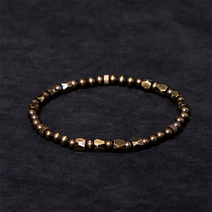 Buddha Stones Vintage Distressed Schlichtes Design Kupfer Messing Perlen Reichtum Armband