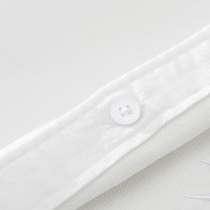 Herren-Baumwollhemd mit Buddha Stones, künstlerischem, schlichtem Design, Stickerei, Bambusmuster, kurzärmelig - image 7