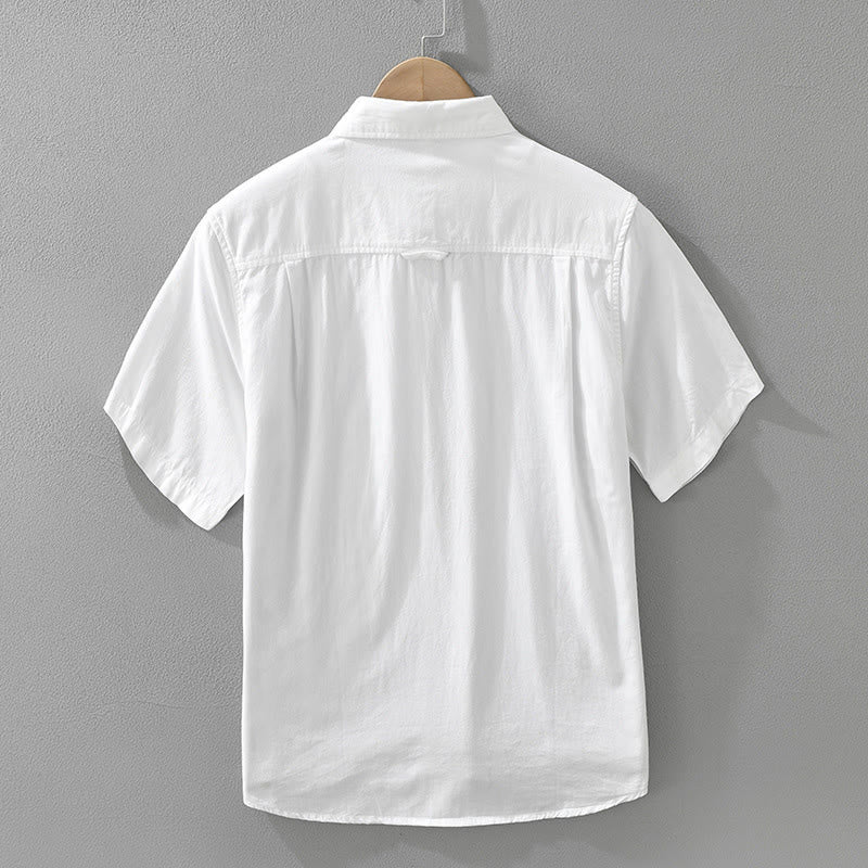 Herren-Baumwollhemd mit Buddha Stones, künstlerischem, schlichtem Design, Stickerei, Bambusmuster, kurzärmelig - image 2