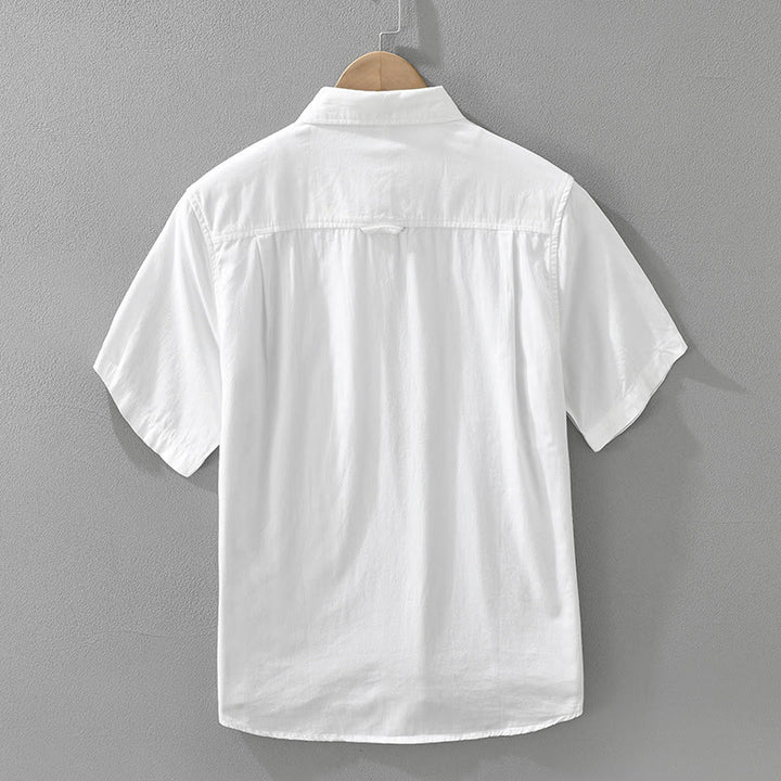 Herren-Baumwollhemd mit Buddha Stones, künstlerischem, schlichtem Design, Stickerei, Bambusmuster, kurzärmelig - image 2