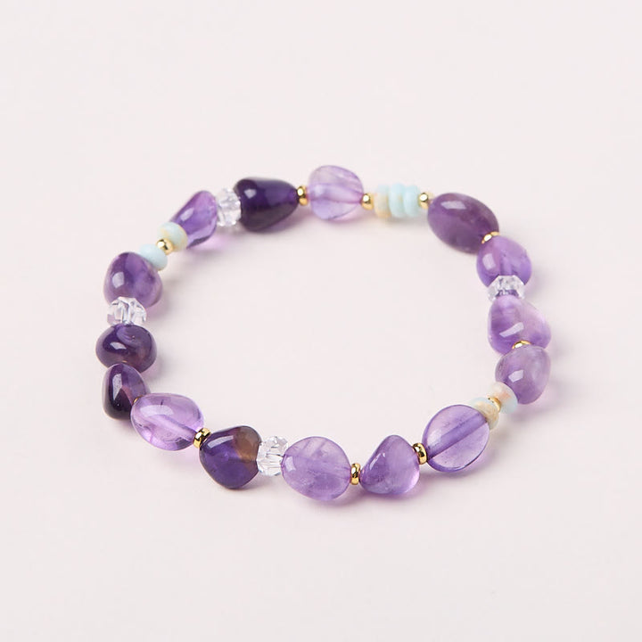 Buddha Stones Natürlicher unregelmäßiger Amethyst Shoushan Stein Weißer Kristall Heilungsarmband - image 3