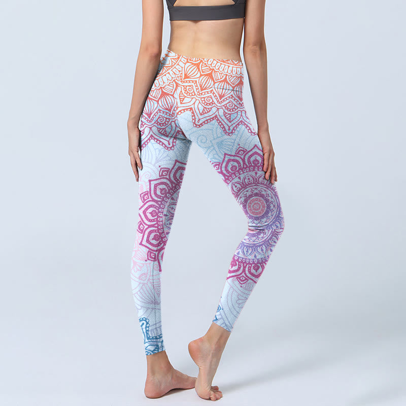 Buddha Stones ​​Rosa Blau Mandala Blume Druck Gym Leggings frauen Yoga Hosen - image 4