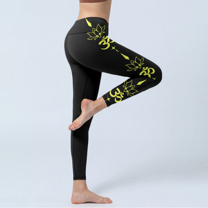 Buddha Stones ​​Lotus Blume OM Symbol Druck Gym Leggings frauen Yoga Hosen - image 3