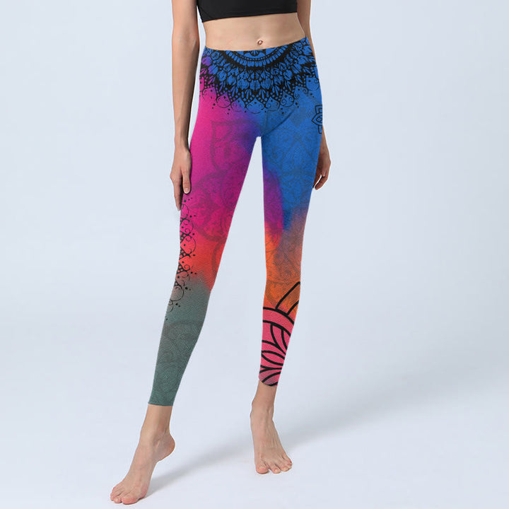 Buddha Stones ​​Rose Rot Blau Mandala Blume Druck Gym Leggings frauen Yoga Hosen - image 6