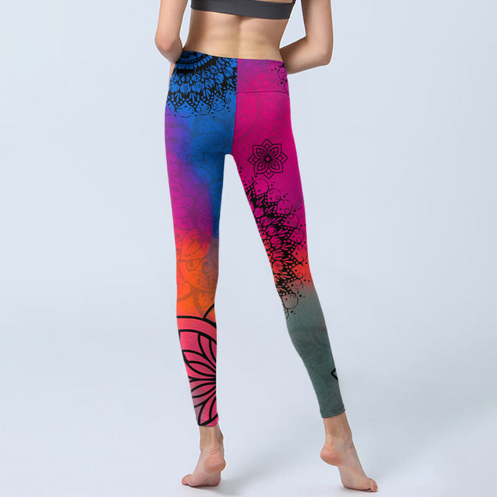 Buddha Stones ​​Rose Rot Blau Mandala Blume Druck Gym Leggings frauen Yoga Hosen - image 7