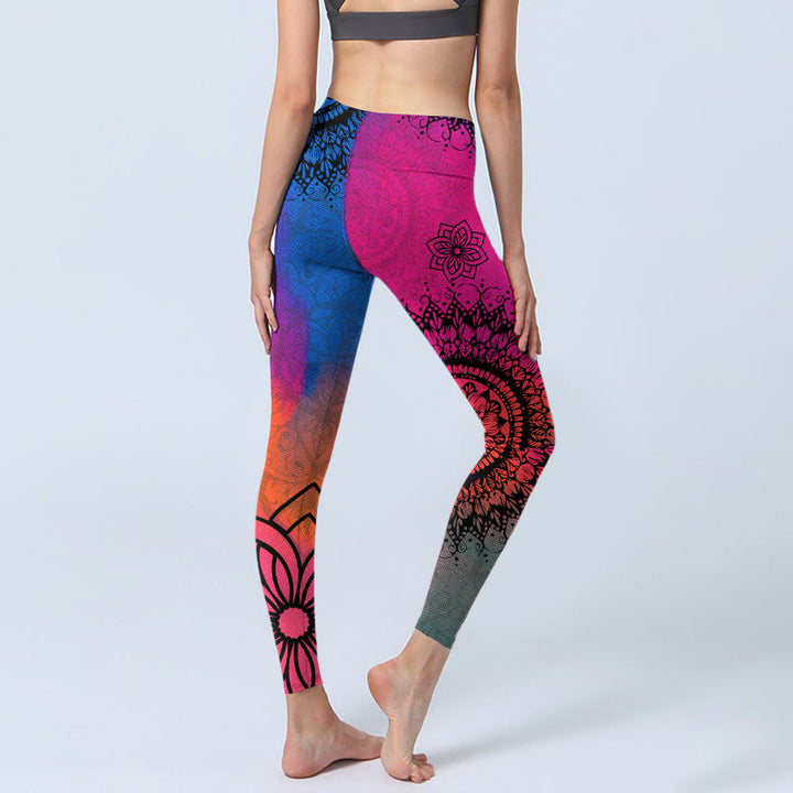 Buddha Stones ​​Rose Rot Blau Mandala Blume Druck Gym Leggings frauen Yoga Hosen - image 4