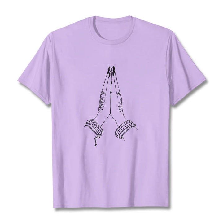 Buddha Stones ​​setzen Hände zusammen Gebet Design T-Shirt - Pflaume - 2XL - image 17