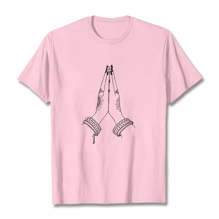 Buddha Stones ​​setzen Hände zusammen Gebet Design T-Shirt - Hellrosa - 2XL - image 12