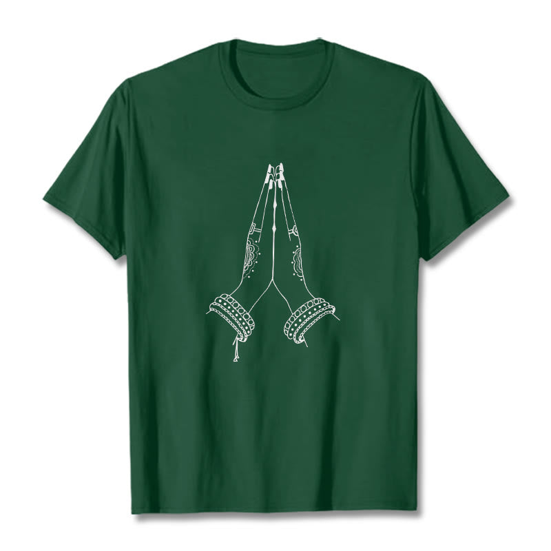 Buddha Stones ​​setzen Hände zusammen Gebet Design T-Shirt - Waldgrün - 2XL - image 0