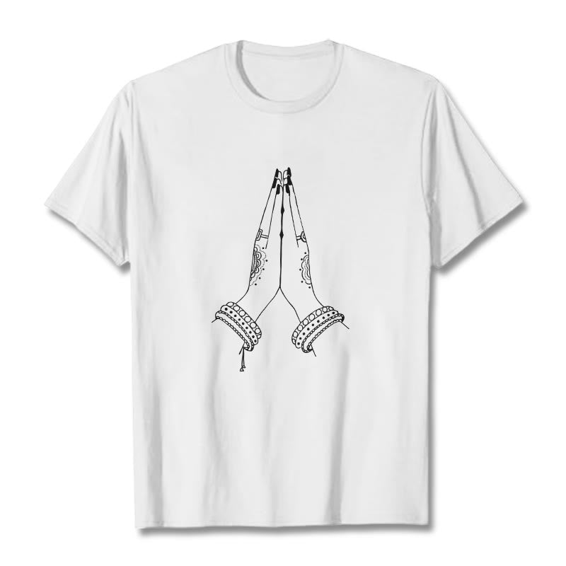 Buddha Stones ​​setzen Hände zusammen Gebet Design T-Shirt - Weiß - 2XL - image 8