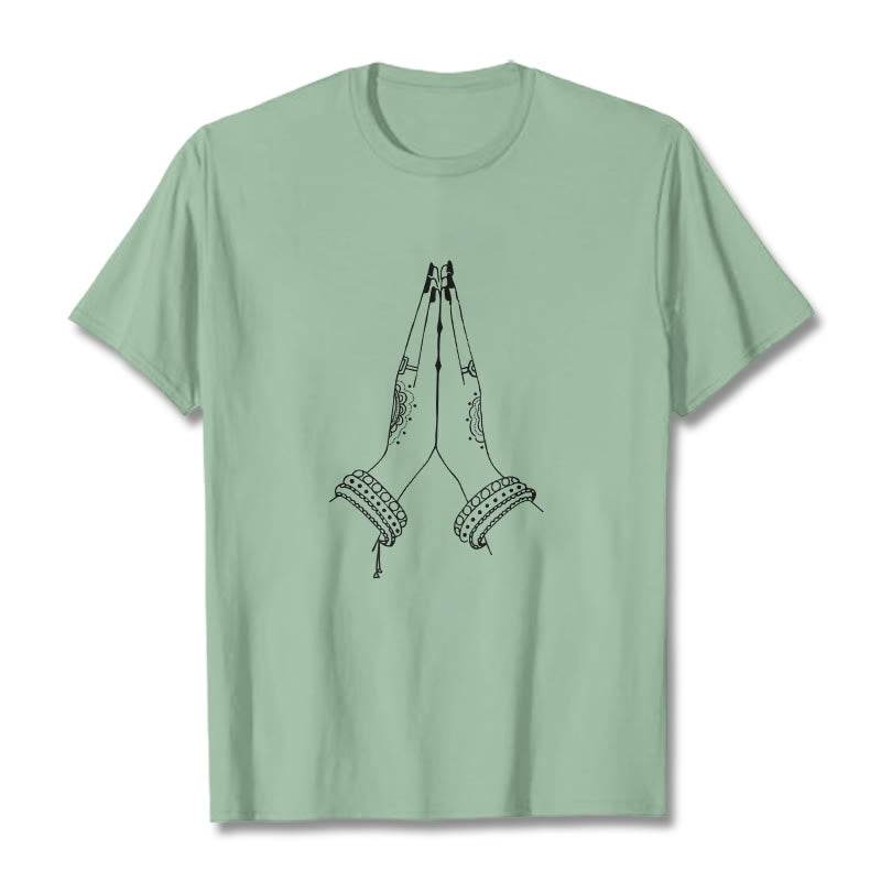 Buddha Stones ​​setzen Hände zusammen Gebet Design T-Shirt - Blassgrün - 2XL - image 15