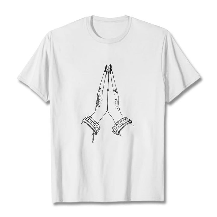 Buddha Stones ​​setzen Hände zusammen Gebet Design T-Shirt - Weiß - 2XL - image 7