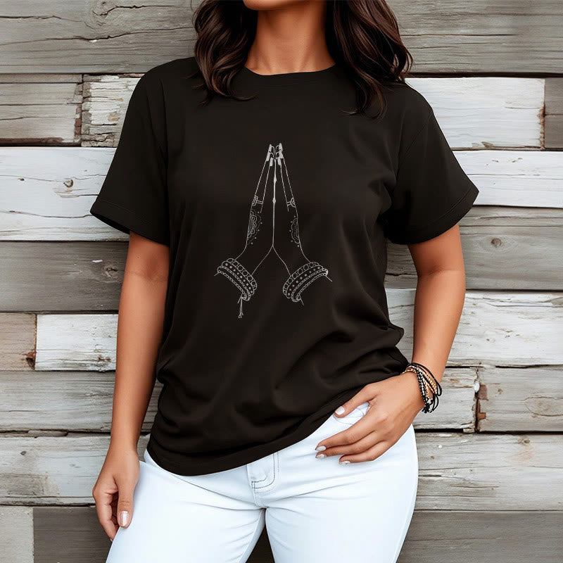 Buddha Stones ​​setzen Hände zusammen Gebet Design T-Shirt - image 7