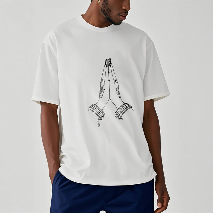 Buddha Stones ​​setzen Hände zusammen Gebet Design T-Shirt - image 9