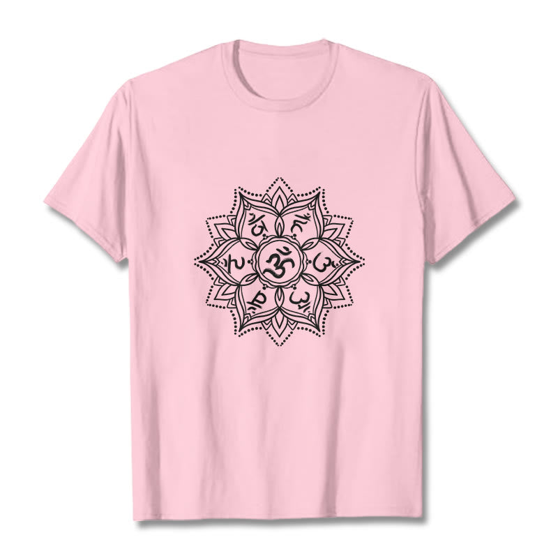 Buddha Stones Mandala Flower Om Mani Padme Hum Sanskrit Mantra T-Shirt - Hellrosa - 2XL - image 12