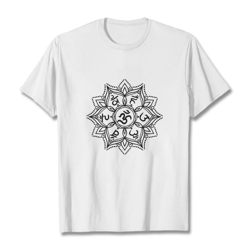Buddha Stones Mandala Flower Om Mani Padme Hum Sanskrit Mantra T-Shirt - Weiß - 2XL - image 0