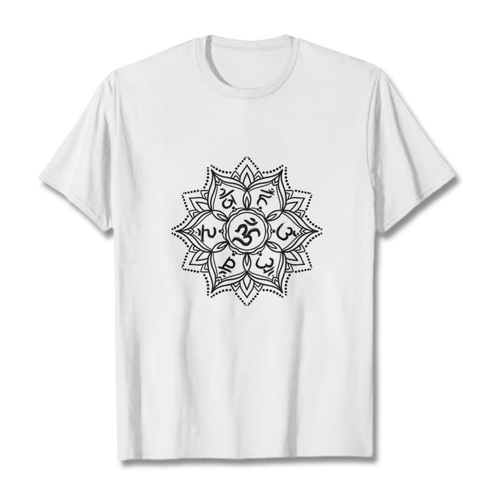 Buddha Stones Mandala Flower Om Mani Padme Hum Sanskrit Mantra T-Shirt - Weiß - 2XL - image 0