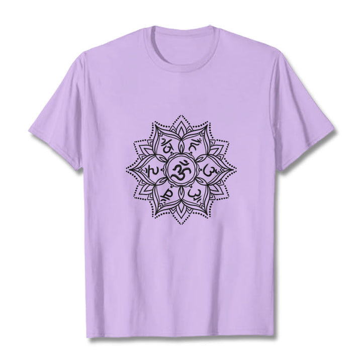 Buddha Stones Mandala Flower Om Mani Padme Hum Sanskrit Mantra T-Shirt - Pflaume - 2XL - image 16