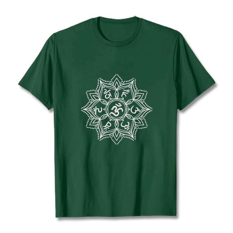 Buddha Stones Mandala Flower Om Mani Padme Hum Sanskrit Mantra T-Shirt - Waldgrün - 2XL - image 4