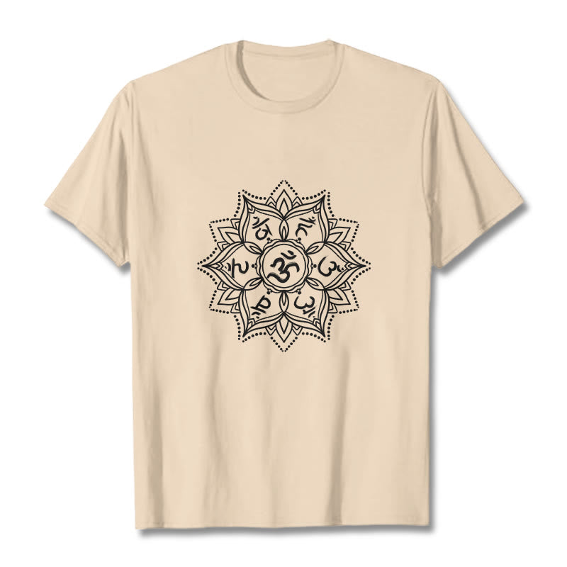 Buddha Stones Mandala Flower Om Mani Padme Hum Sanskrit Mantra T-Shirt - Biskuit - 2XL - image 10